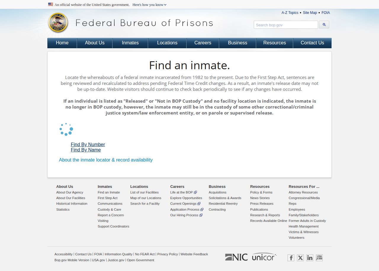 Federal BOP release lookup for a Norman County case