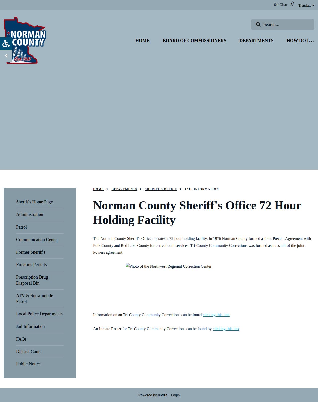 Norman County 24-hour release Jail Information source